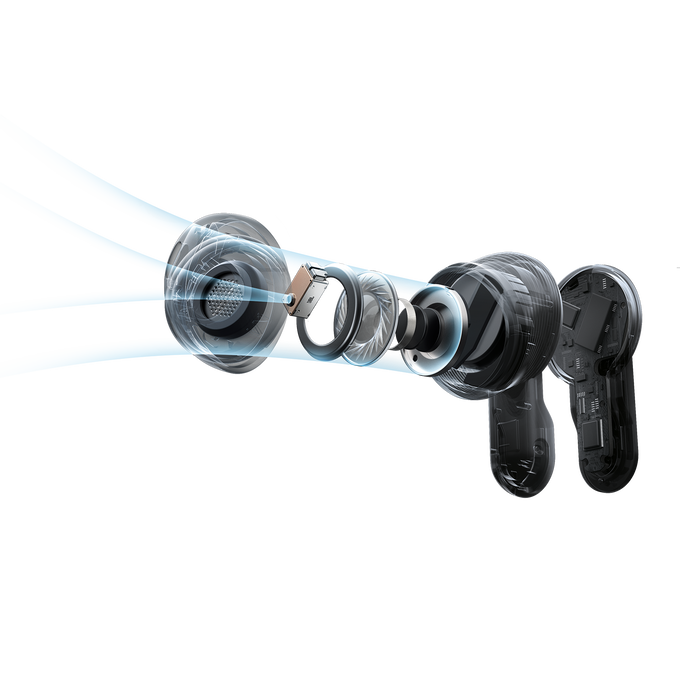 Exploded view of wireless earbuds - JBL Tour Pro 3 | True Wireless Noise Cancelling earbuds with Smart ...