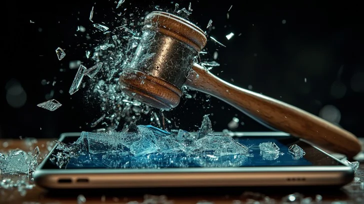 Gavel and smartphone - Free Gavel Shatters Phone Image - Gavel, Smartphone, Shattering ...