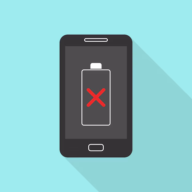 iPhone low battery icon on screen - Classic smartphone with a dead battery icon on the screen replace ...