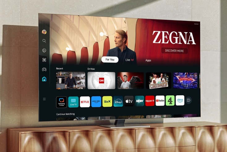 Smart TV home screen with advertisements - Samsung opens up home screen advertising to all brands – The Media ...