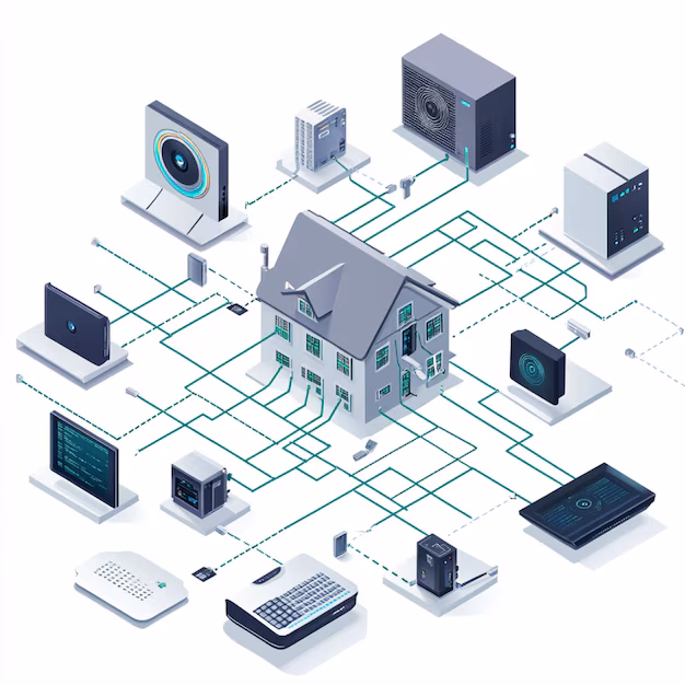 Interconnected devices network diagram - A home network diagram showing interconnected devices and network ...