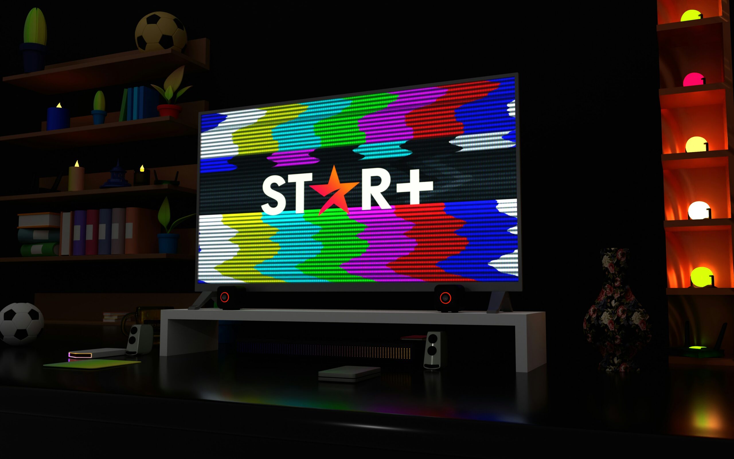 Streaming service logos on smart TV screen - Star+, Star Plus. logo Star+, cierre de sesión, cesa funciones, final de Star+, final de Star Plus streaming, logo, Latin America, Disney, ESPN, sports, movies, TV series, original content, live sports, exclusive premieres, general entertainment, subscription service, video on-demand, over-the-top, streaming platform, Disney+, Combo+, regional original productions, Ibero-American states, sports rights, American football, association football.