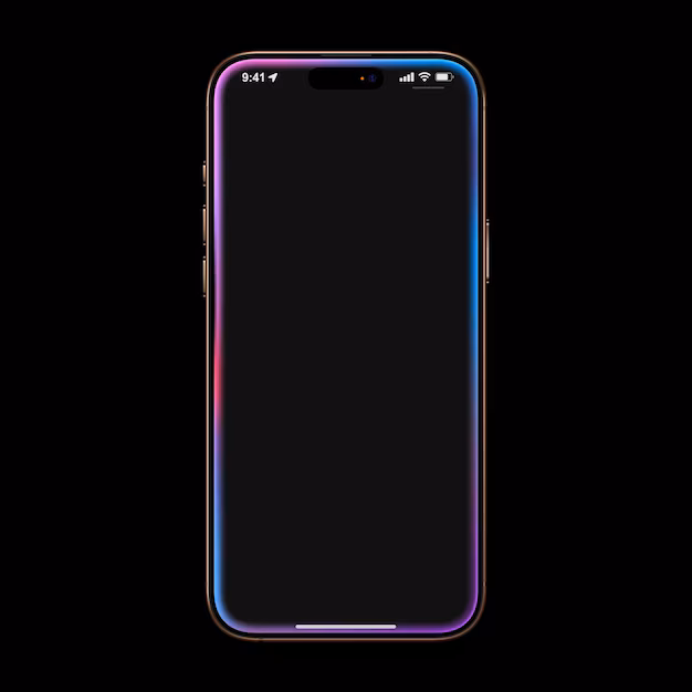 Siri logo on iPhone screen - Front view iphone 16 pro max desert titanium mockup with siri ...